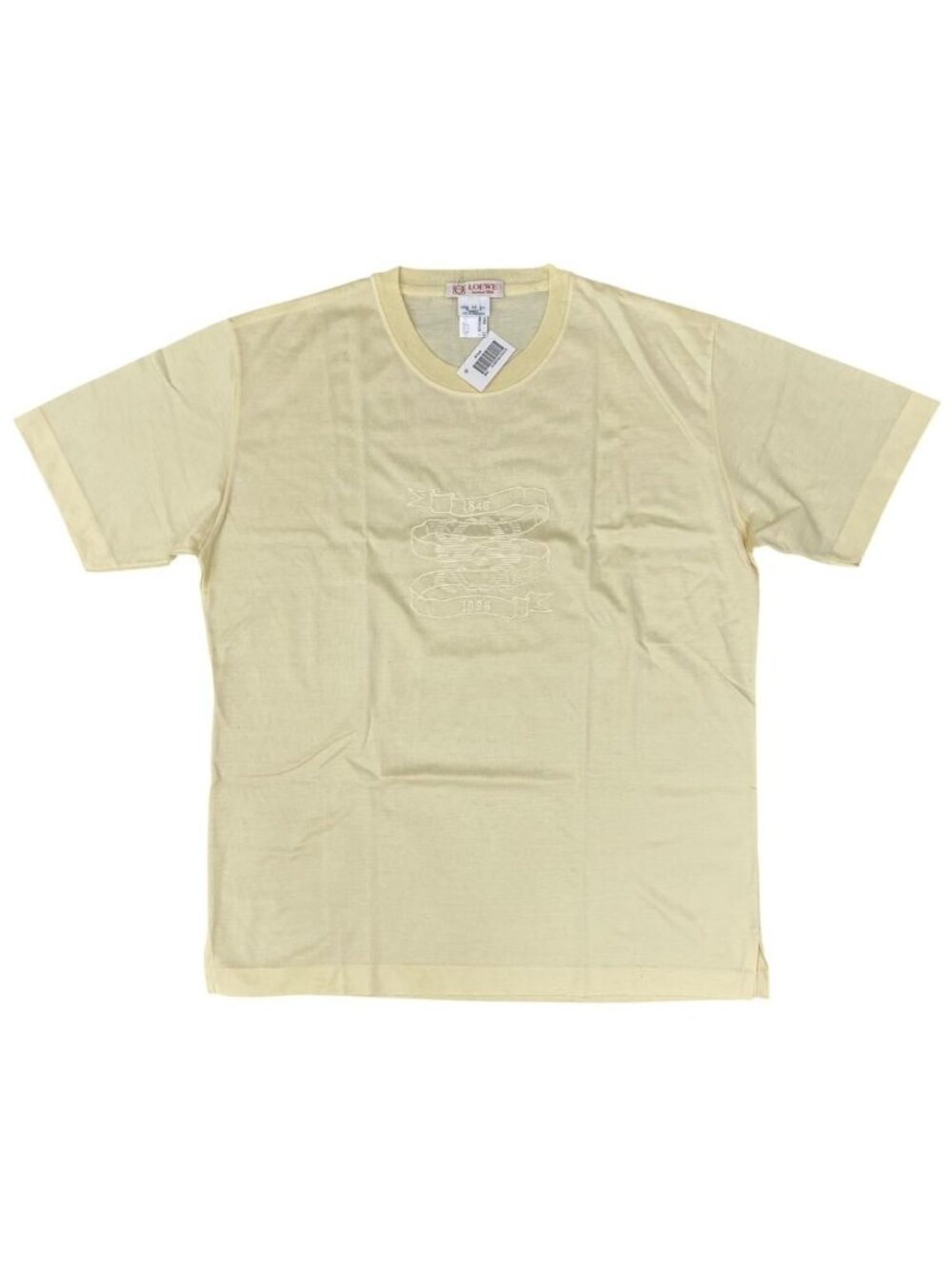 Loewe Logo Embroidery T-Shirt Short Sleeve Top Yellow Cotton M